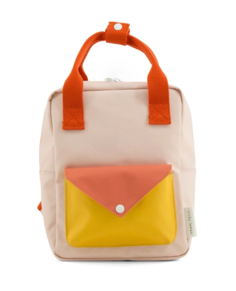 small backpack envelope soft pink/sporty red/ warm yellow